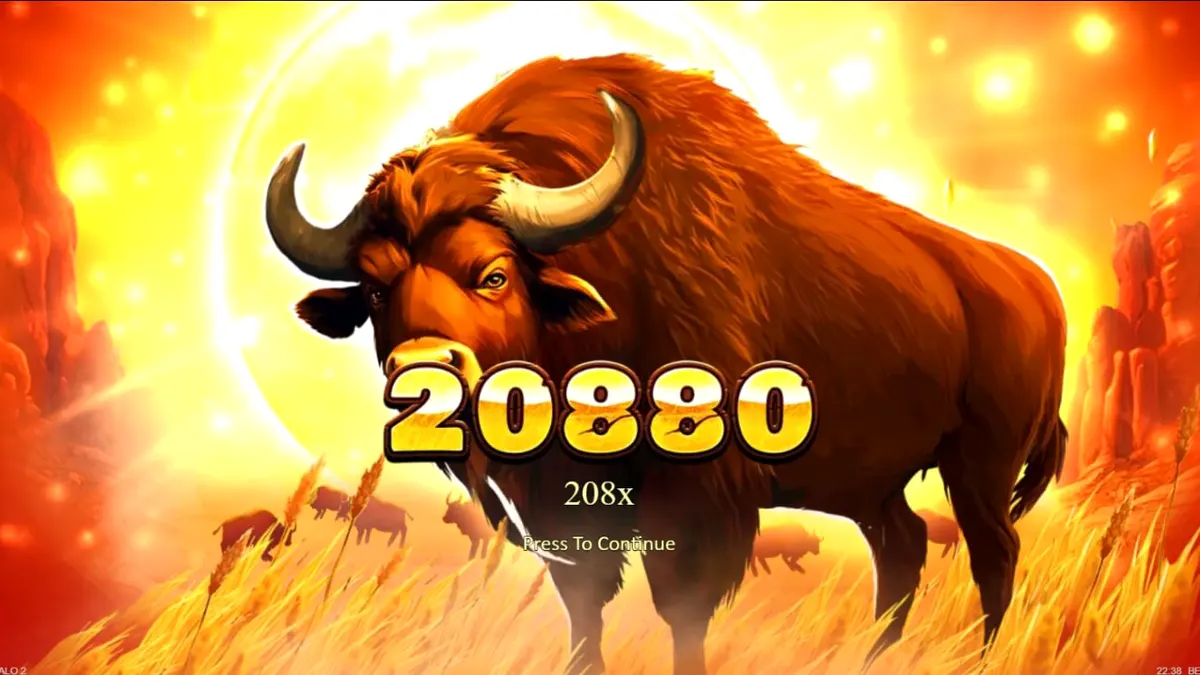 Pemandangan visual slot Big Wild Buffalo 2 dengan latar belakang alam liar Amerika
