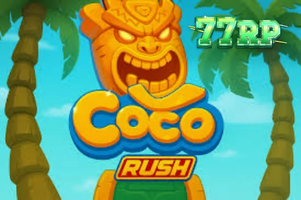 Tampilan visual slot Coco Rush dengan tema pulau tropis dan simbol harta karun.